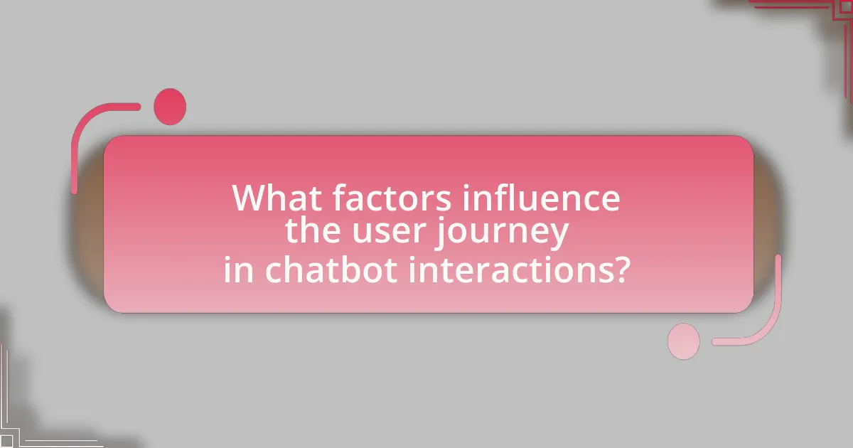 What factors influence the user journey in chatbot interactions?