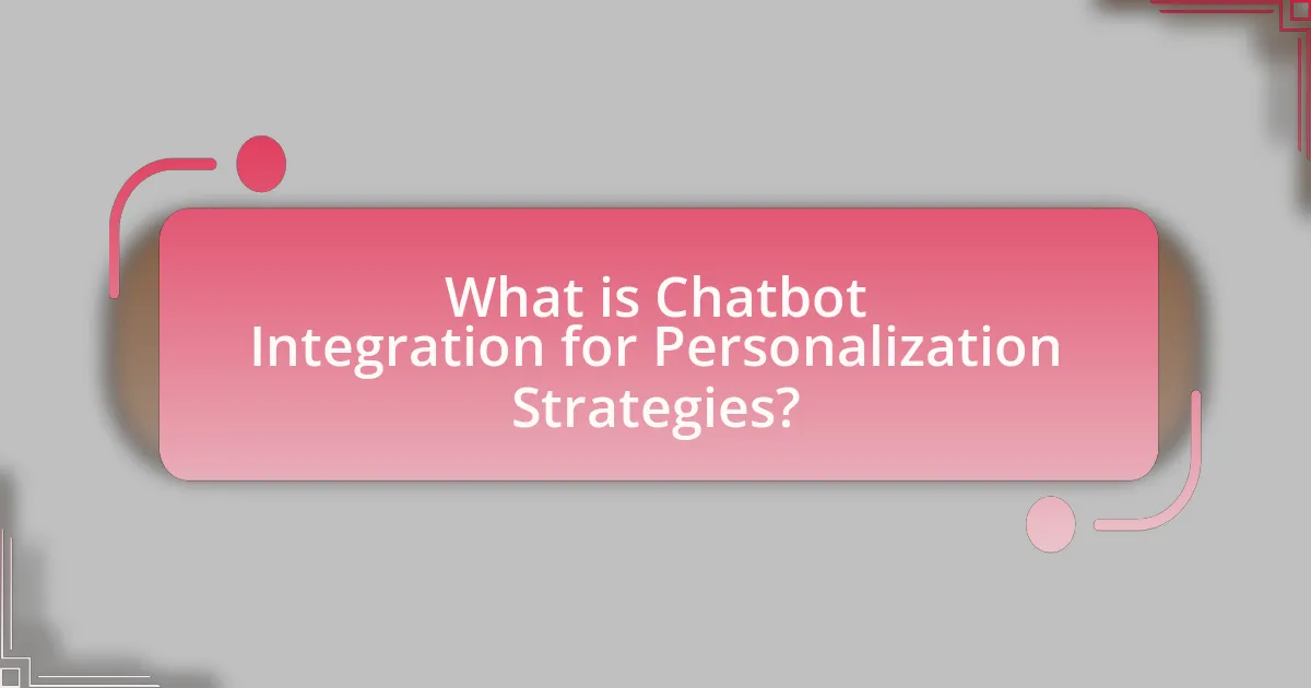 What is Chatbot Integration for Personalization Strategies?
